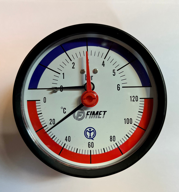 ترمومانومتر ۶ بار افقی _FIMET غلاف از پشت